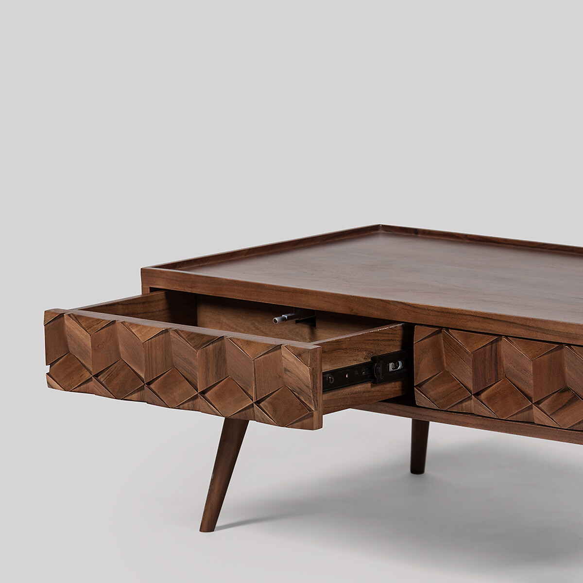 Terning Acacia Wood 2 Drawer Coffee Table dark acacia wood, SWOON