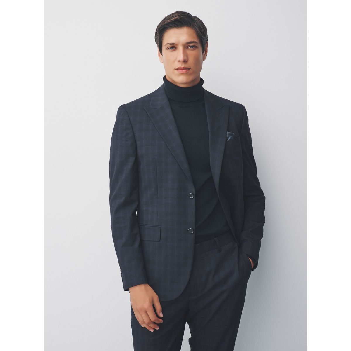 Veste de costume slim à carreaux bleu marine, NEXT