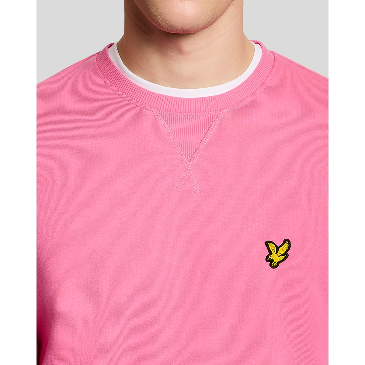 Sweat-shirt col rond en coton rose vif, LYLE & SCOTT