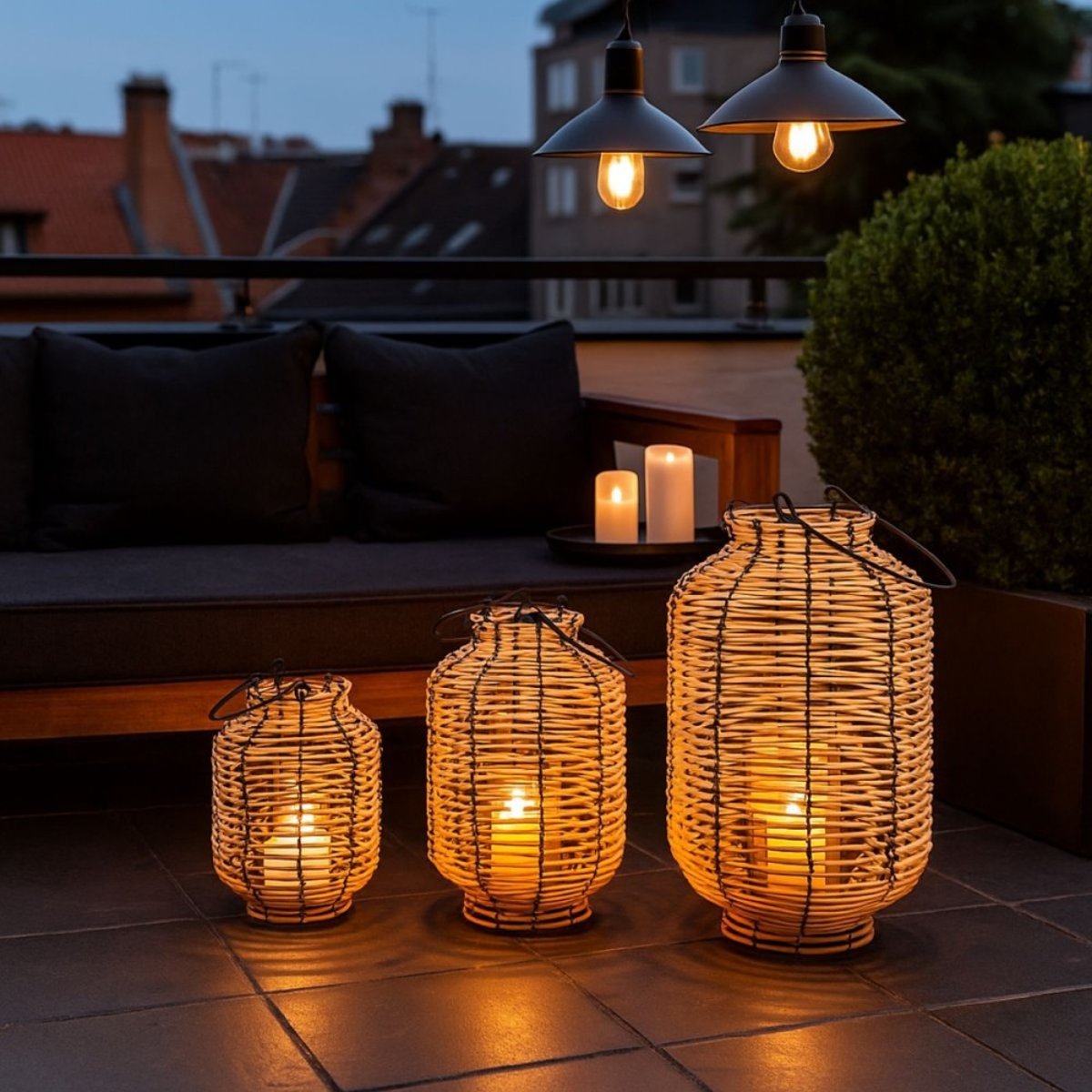 Lanterne en rotin 36cm naturel, ORNAMI