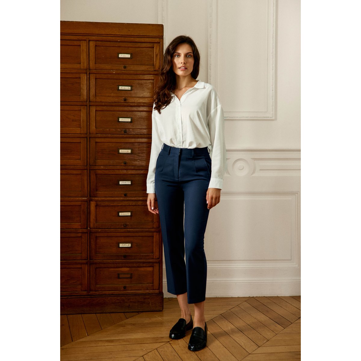 Pantalon cigarette uni PARFAIT 25-marine, LA PETITE ETOILE