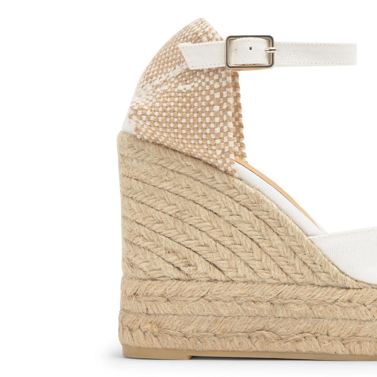 Espadrilles compensées à bride cheville et talon tressé CAROL EXTRA PLATFORM blanc, CASTANER