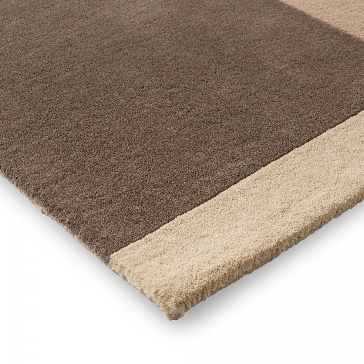 Tapis salon et chambre fait main en laine motif géométrique BASS beige, vert, UN AMOUR DE TAPIS