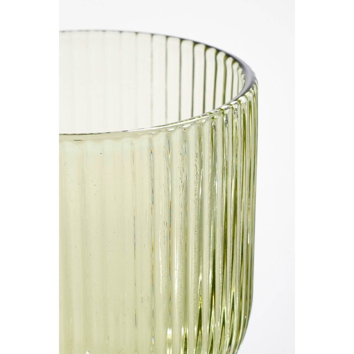 Lot de 6 verre à vin cannelé MERLOT vert clair, MICA DECORATIONS