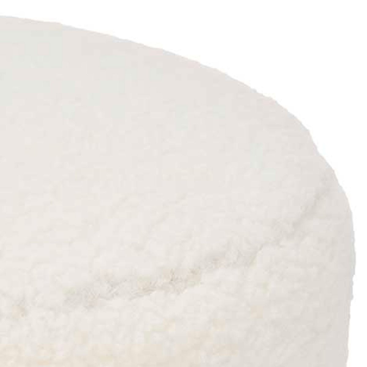 Pouf rond tissu bouclette blanc 32x32x36cm blanc, WADIGA