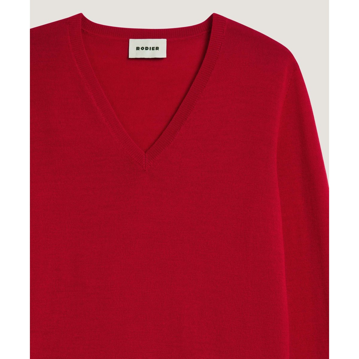 Pull col V en laine mérinos rouge, RODIER