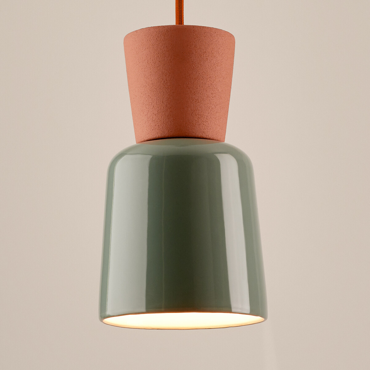 Suspension en céramique colorée, diamètre 12 cm, JIMNA vert de gris, LA REDOUTE INTERIEURS
