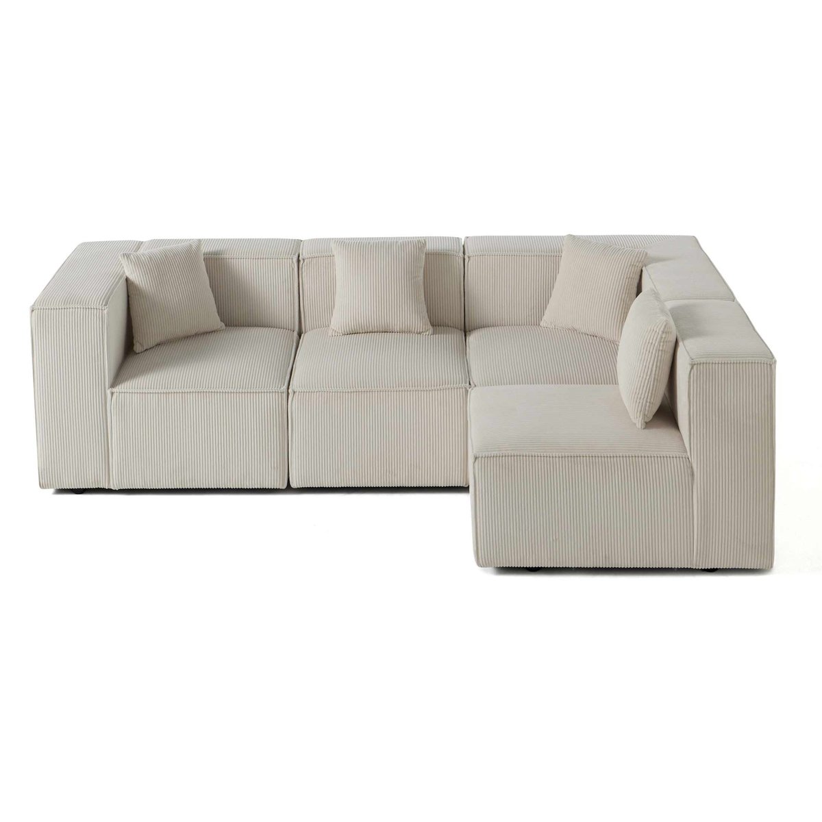 Canapé modulable d'angle droit velours côtelé, ARTY beige, BEST MOBILIER