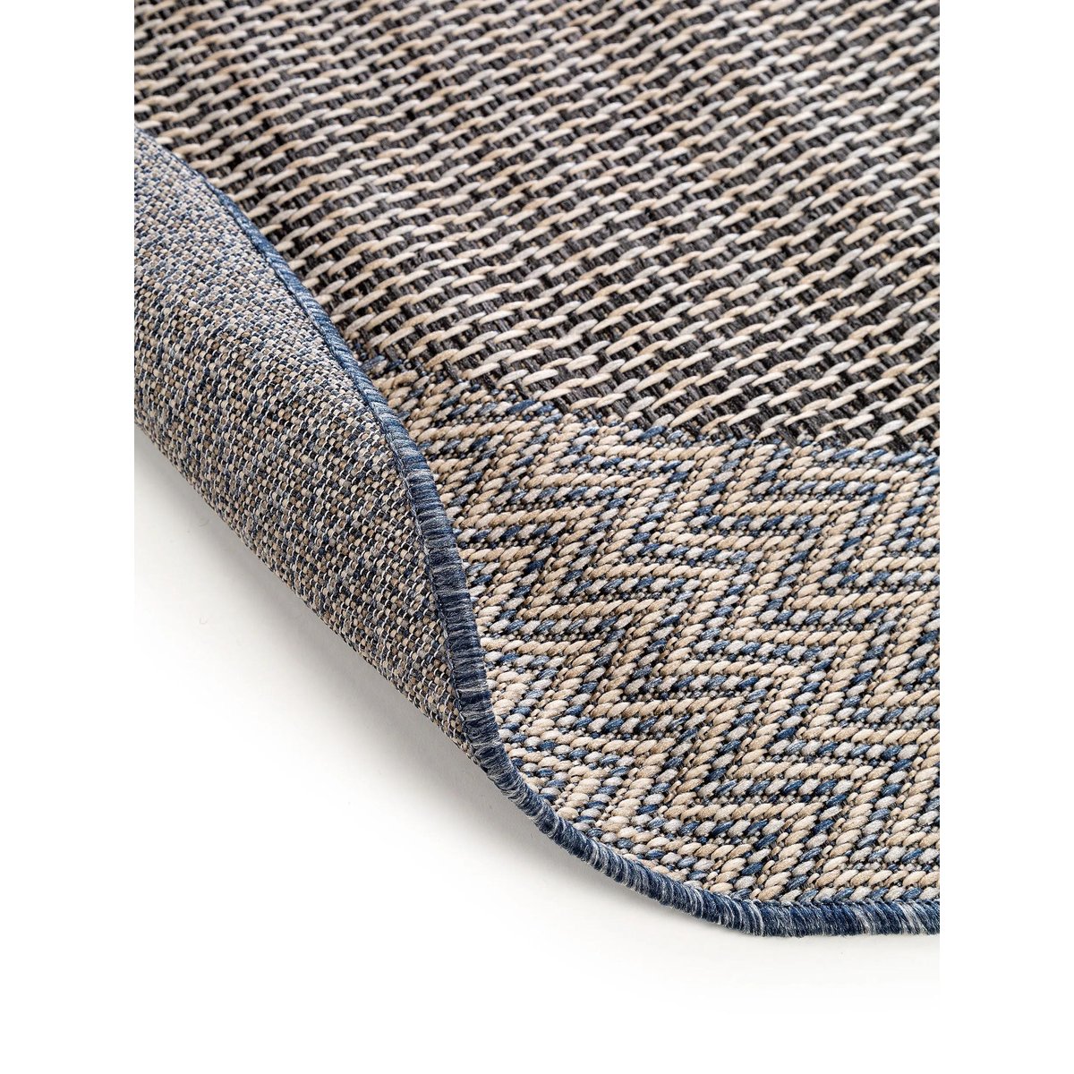 Tapis rond d'extérieur & intérieur RIVER beige/bleu, BENUTA