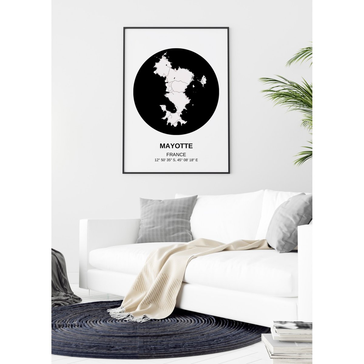 Affiche Carte Mayotte blanc, L'AFFICHERIE
