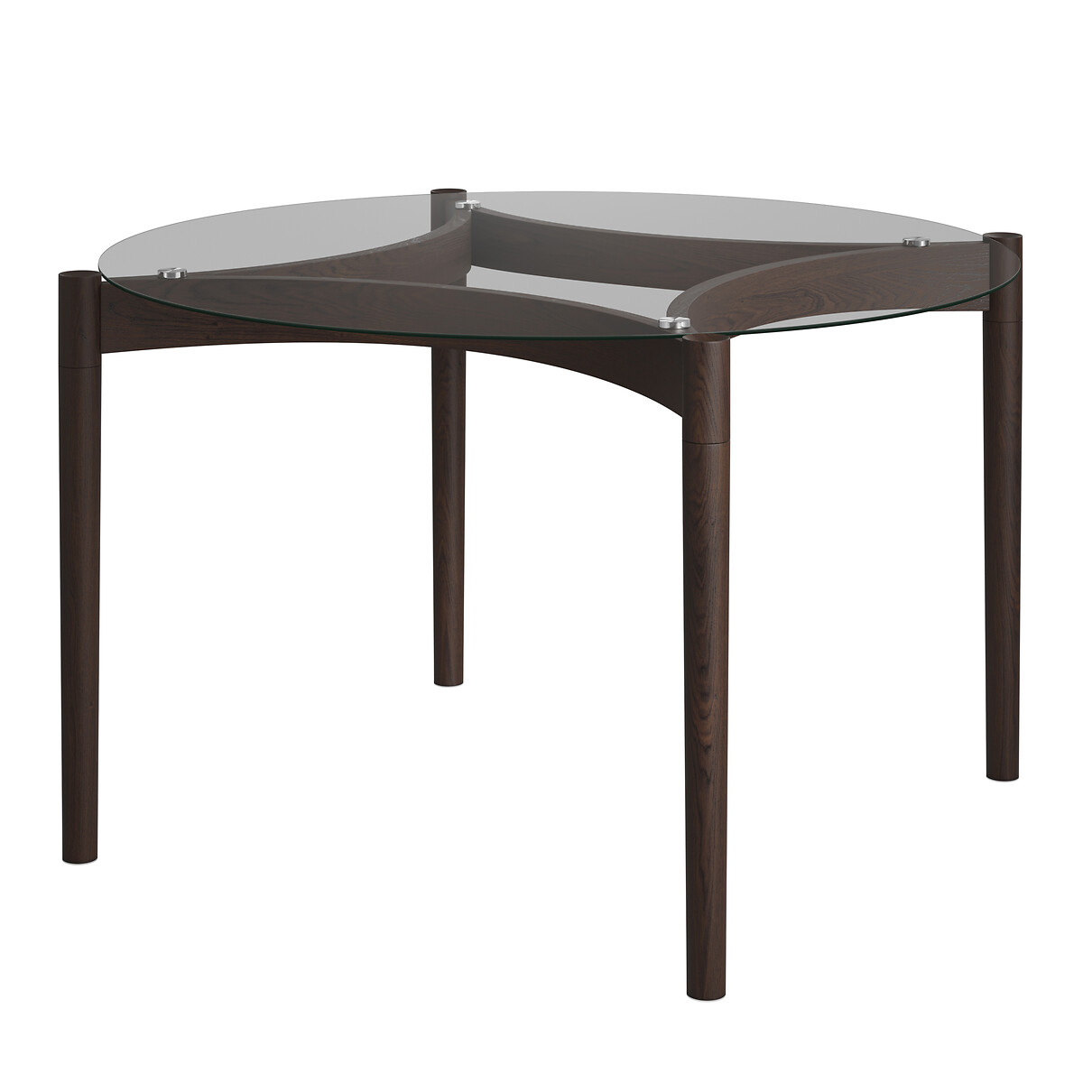 Nevin Glass & Wood Round Dining Table (Seats 4) dark wood, ÉDITÉ