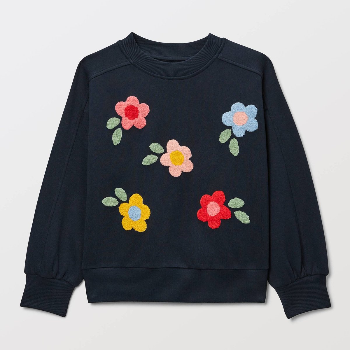 Sweat brodé en coton marine, MONOPRIX
