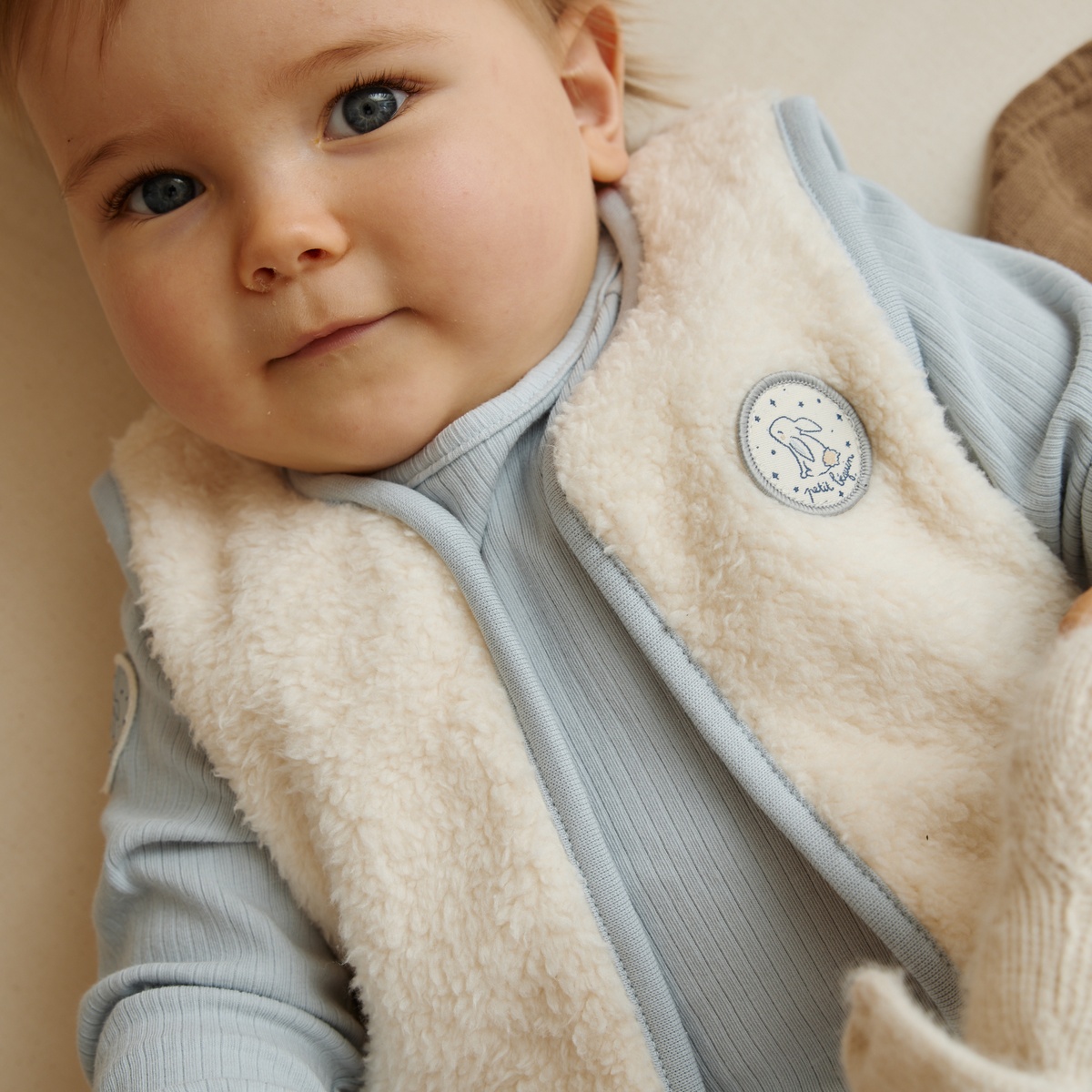 Veste sans manches bébé en sherpa Voix Lactée ecru, PETIT BEGUIN