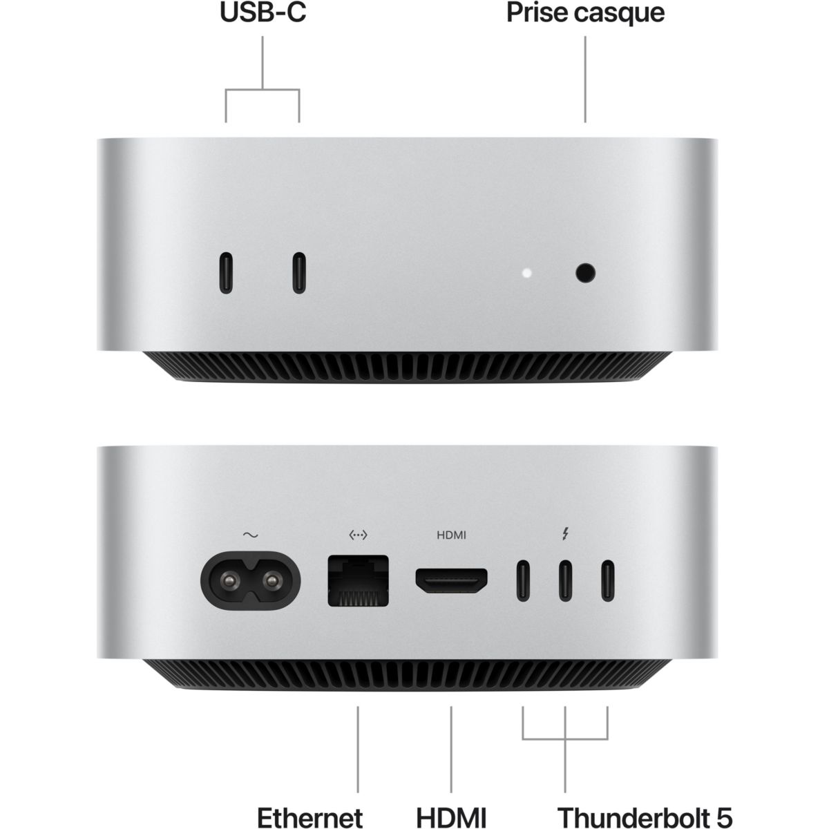 Ordinateur Apple MINI Puce M4 Pro CPU 12 / GPU 16 coeurs Mémoire RAM 24Go Stockage 512Go SSD Argent couleur unique, APPLE