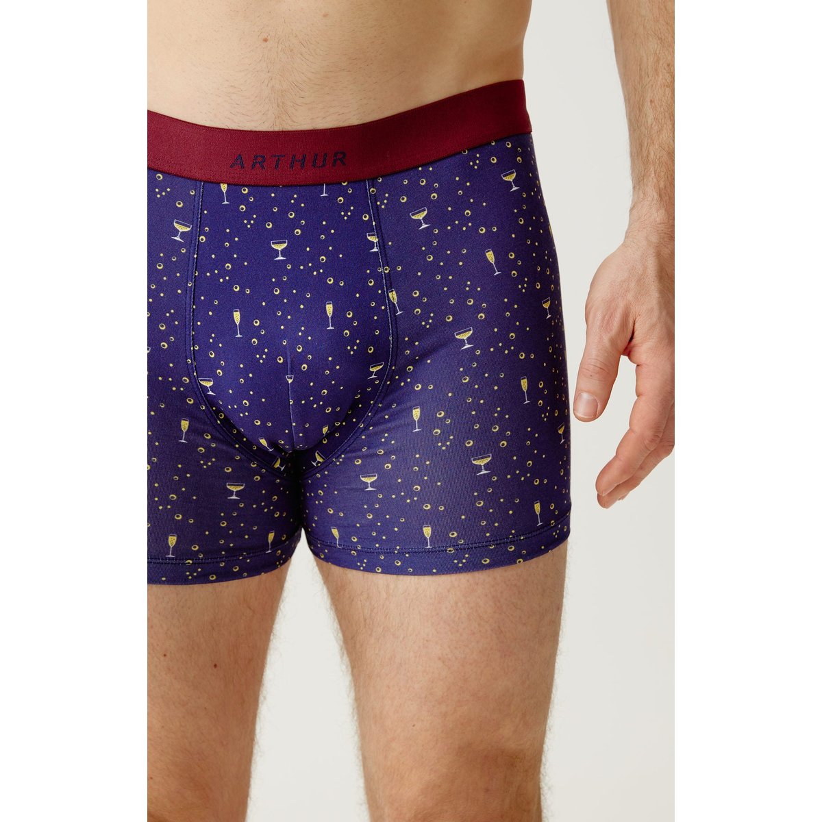 Boxer en jersey de coton imprimé Champagne marine, ARTHUR