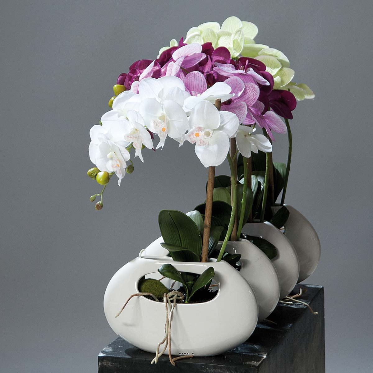Orchidee artificielle crème 1 hampe pot crème, ARTIFICIELLES