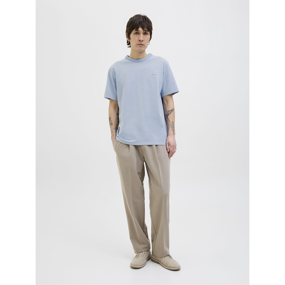 T-shirt col rond manches courtes bleu, JACK & JONES