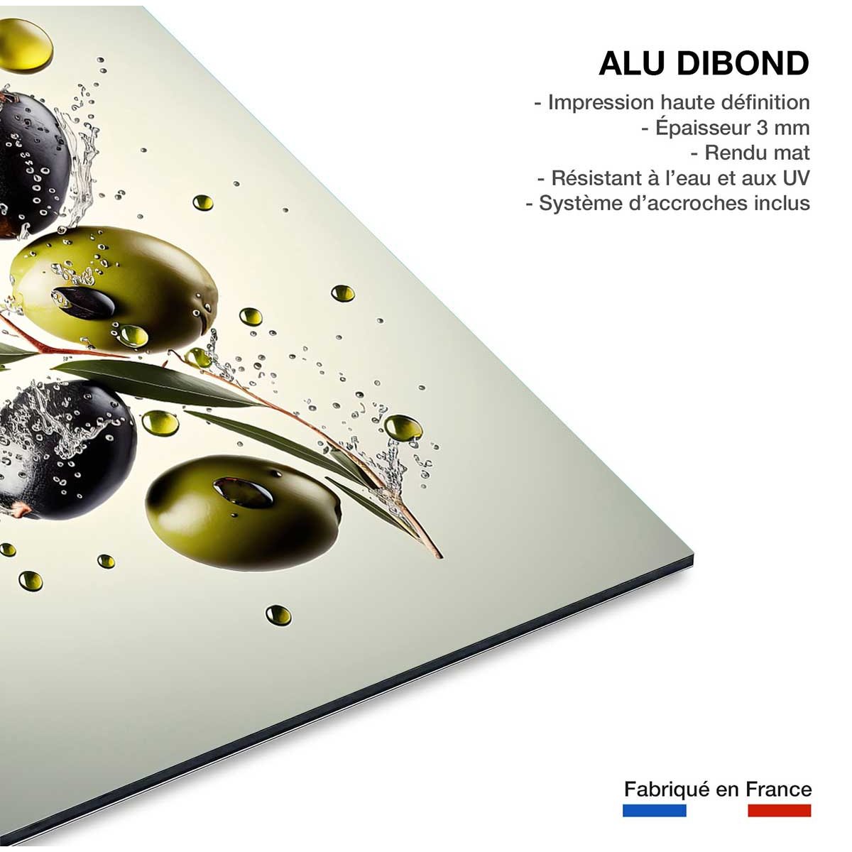 Tableau fruits et legumes olives fraiches tableau alu dibond, HEXOA