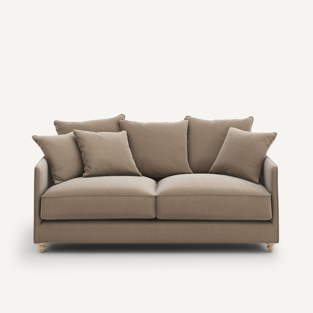 Canapé compact convertible velours, Lazare beige cendré, AM.PM
