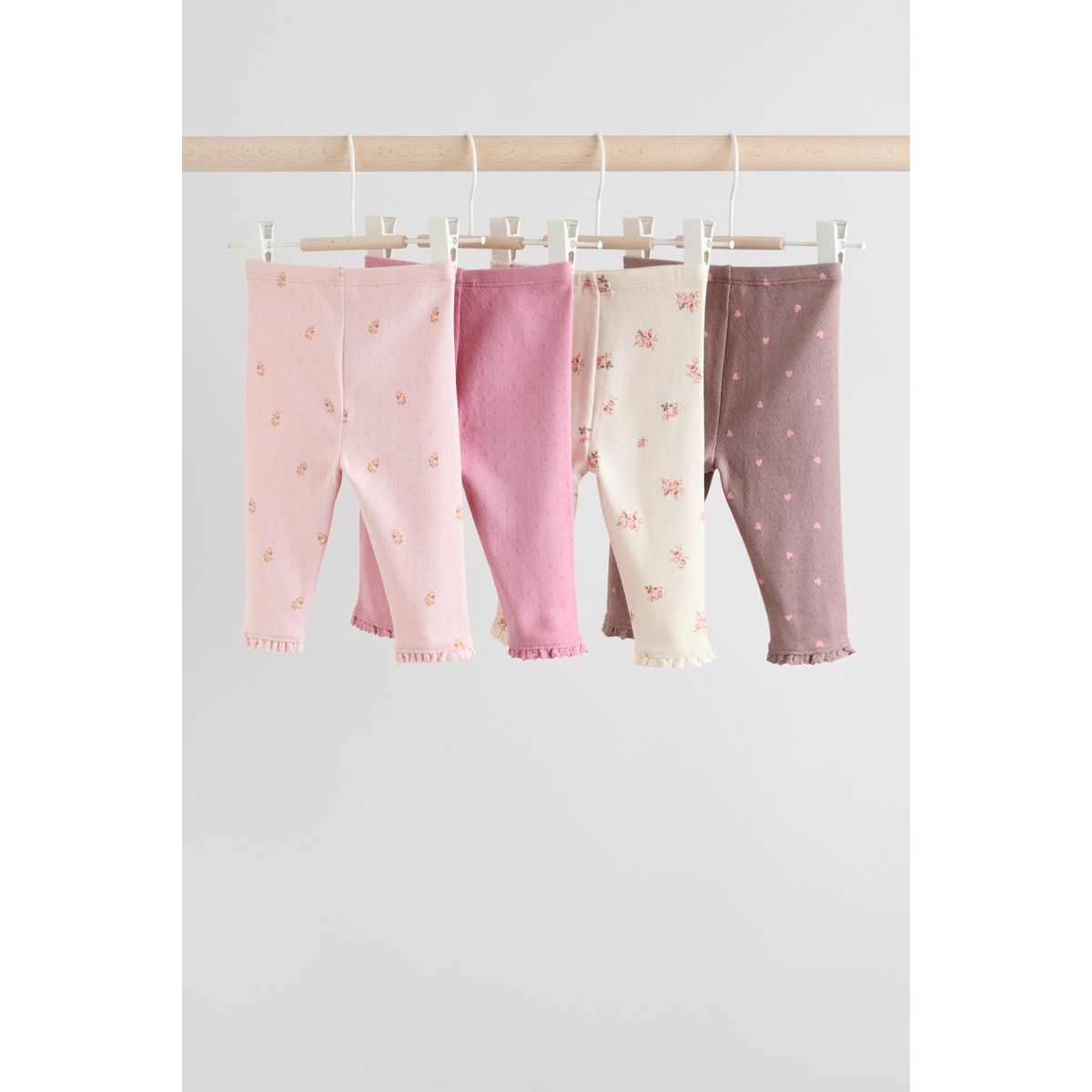 Legging bébé, lot de 4 rose/marron/cœur, NEXT