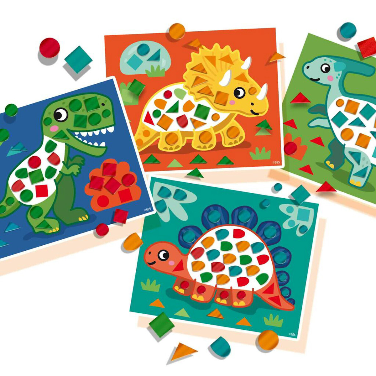 Brinquedo "Eu aprendo a fazer Dinossauros - Mosaicos autocolantes", SES multicolor, SES