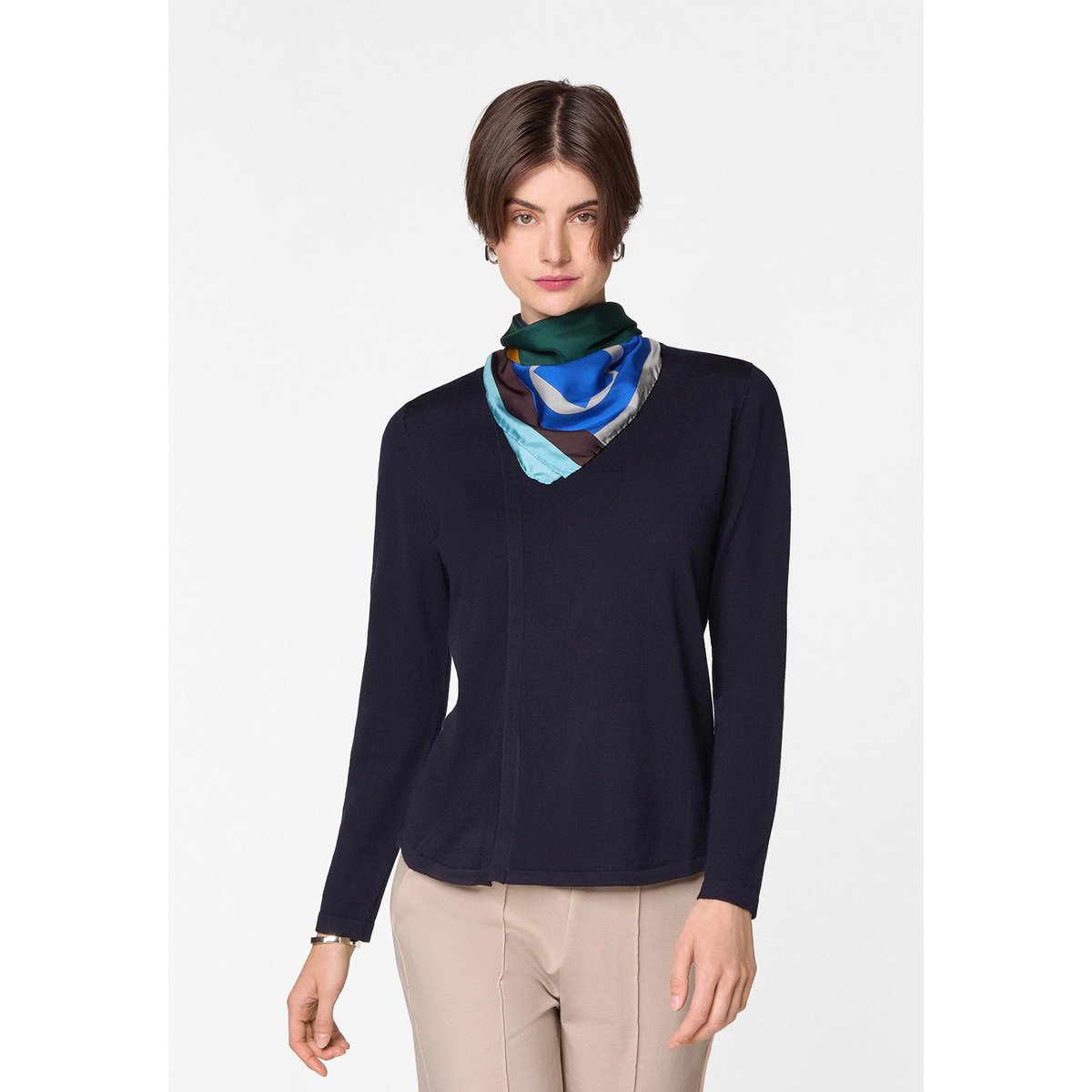 Pull col rond en laine mérinos bleu marine, RODIER