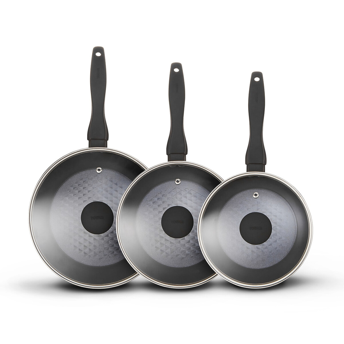 3-Piece Diamo 18/20/22cm Saucepan Set with Black Diamond coating black, TOWER