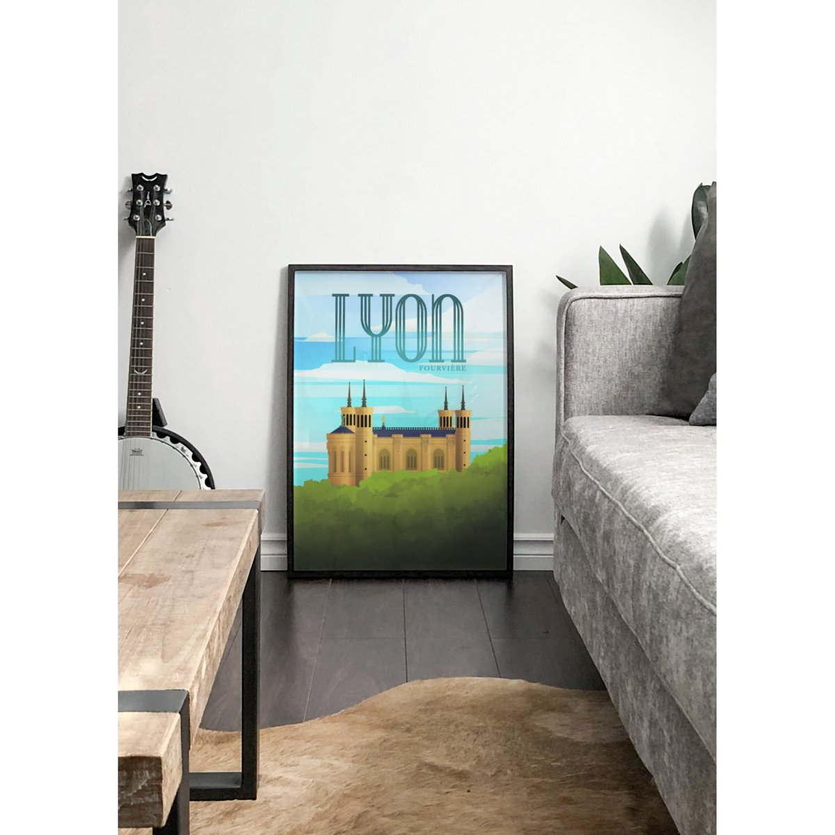 Affiche ville Lyon Fourvière blanc, L'AFFICHERIE