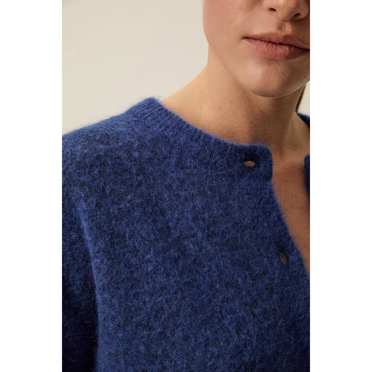 Dobilou Crew Neck Buttoned Cardigan indigo, DES PETITS HAUTS