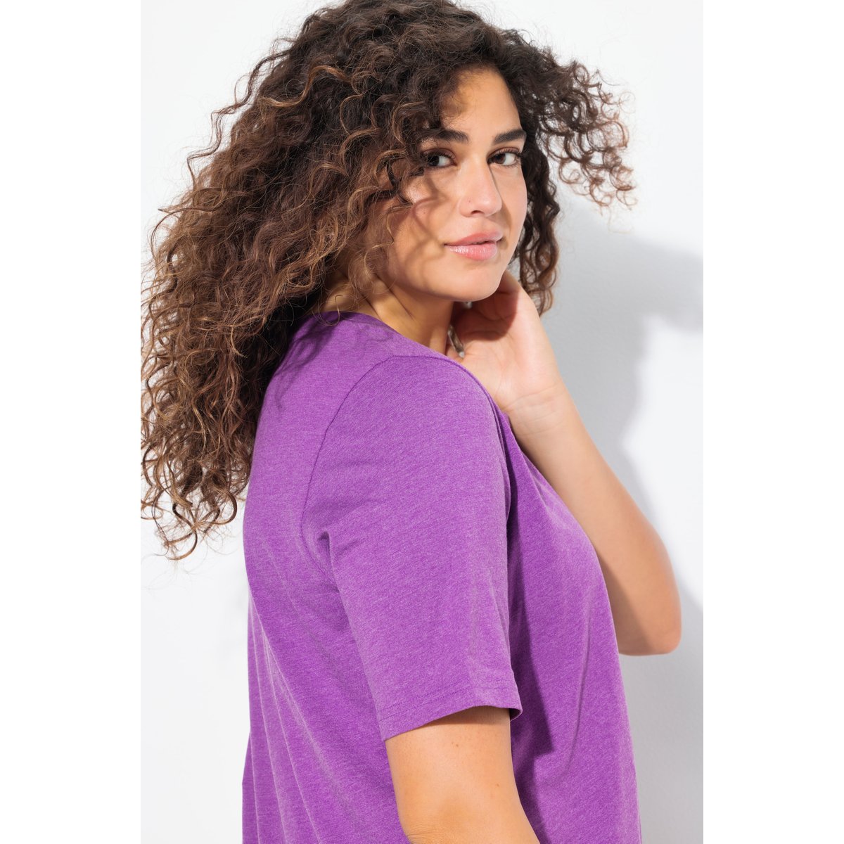 T-shirt motif rose, coupe Classic violet, ULLA POPKEN