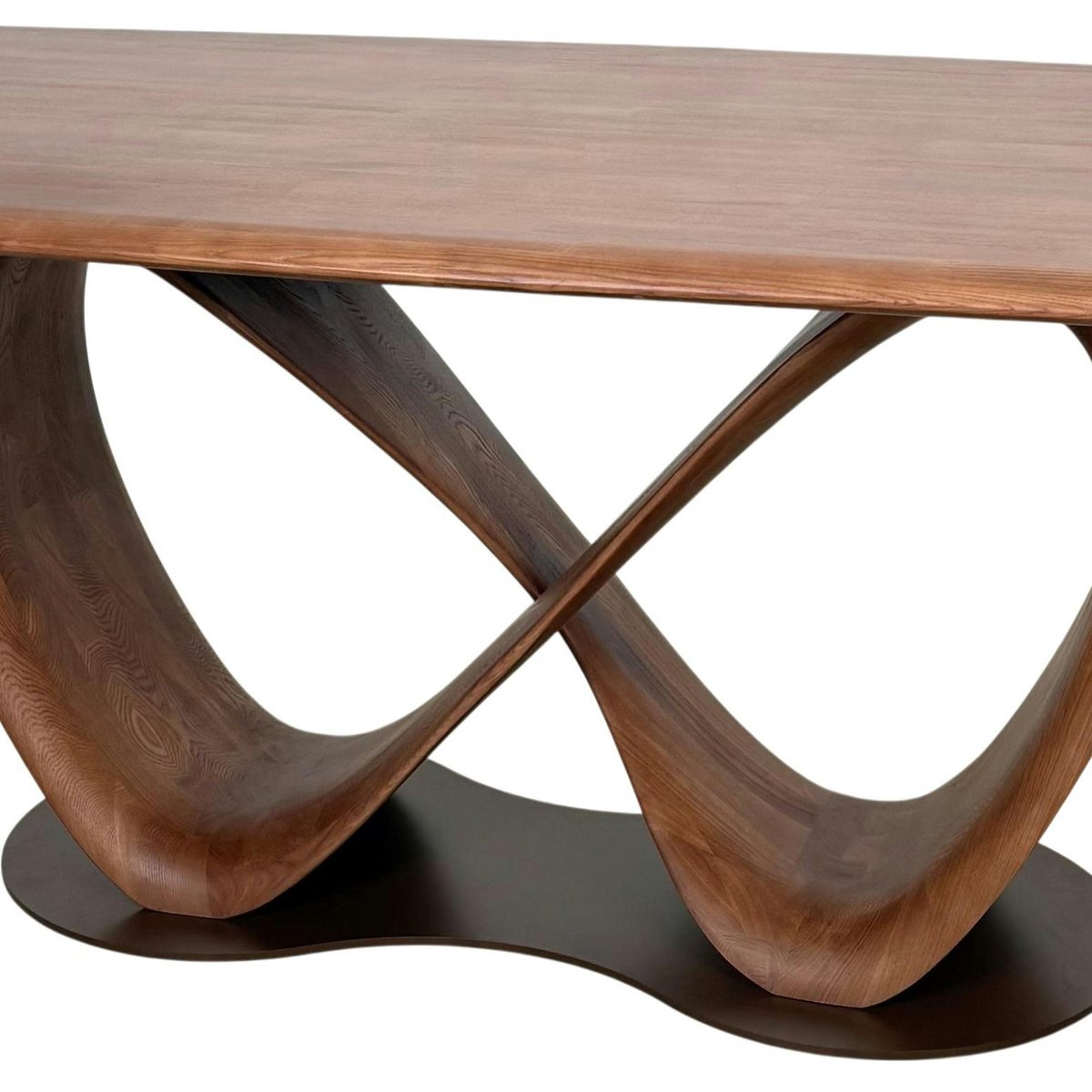 Table à manger bois de frêne à pied design ruban 220 cm ALDER marron, PIER IMPORT