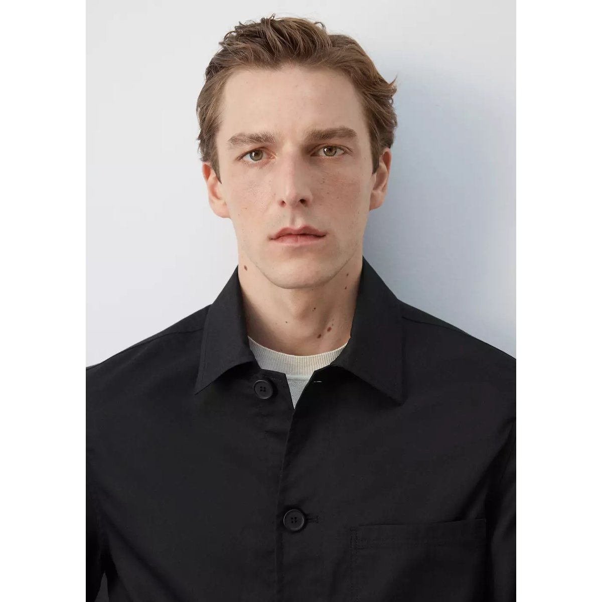 Veste coton lyocell à poches noir, MANGO MAN