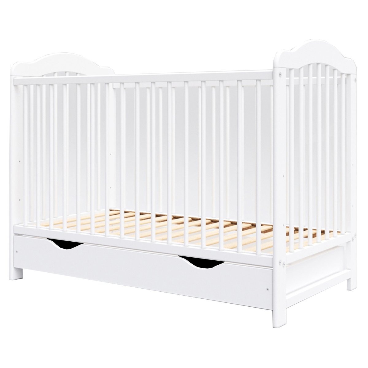 Lit bébé évolutif avec tiroir - CHIARA - 120x60 cm blanc|bois, PREMIERS MOMENTS
