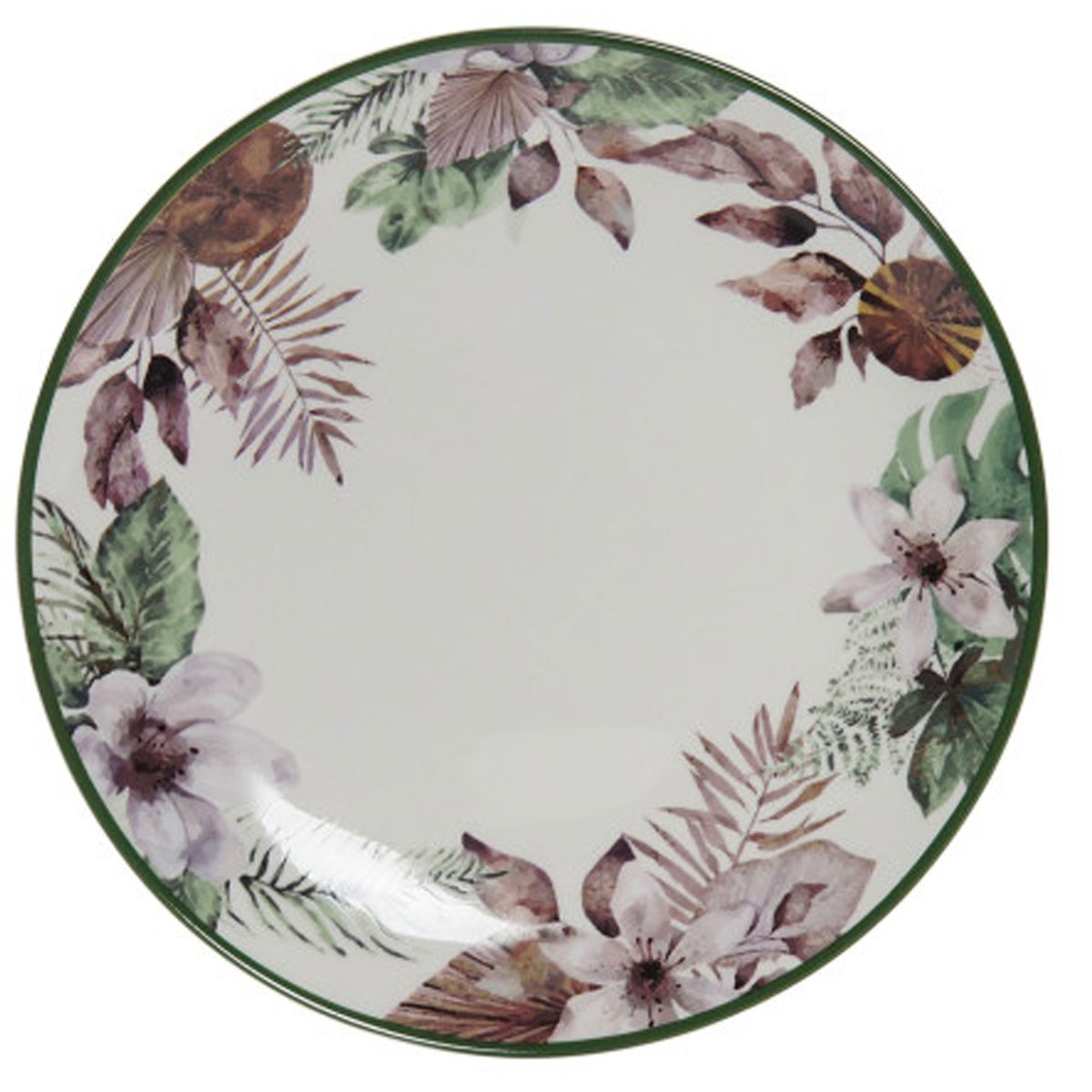Assiette à dessert en porcelaine motif tropical 19x19x2cm multicolore, WADIGA
