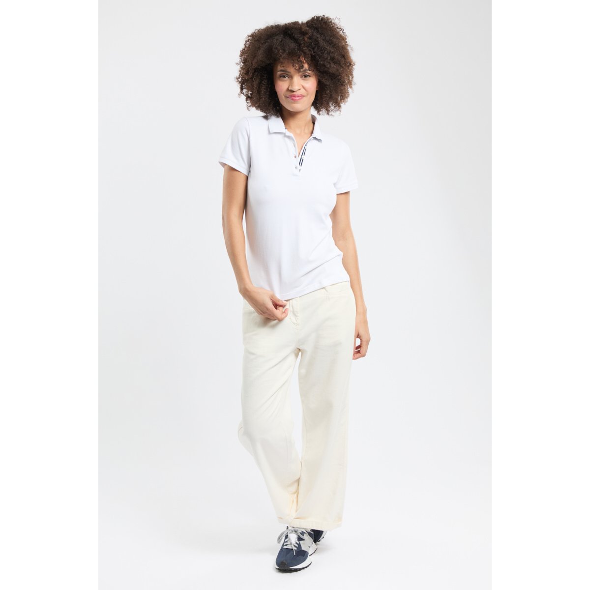Polo coupe droite en pur coton blanc, BERMUDES