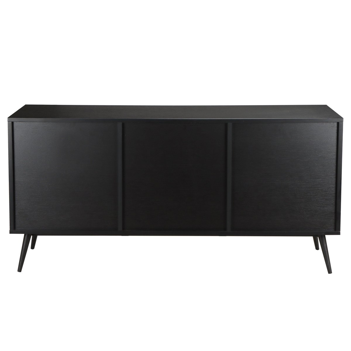 Buffet effet bois 2 portes 3 tiroirs 150 cm, MILO bois noir, OVIALA