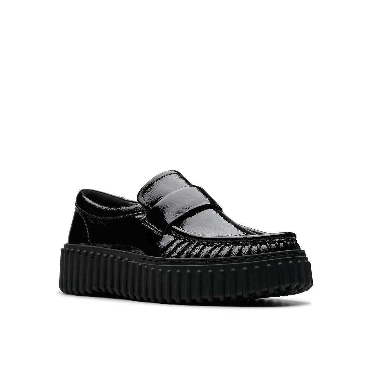 Mocassins en cuir verni Torhill noir verni, CLARKS