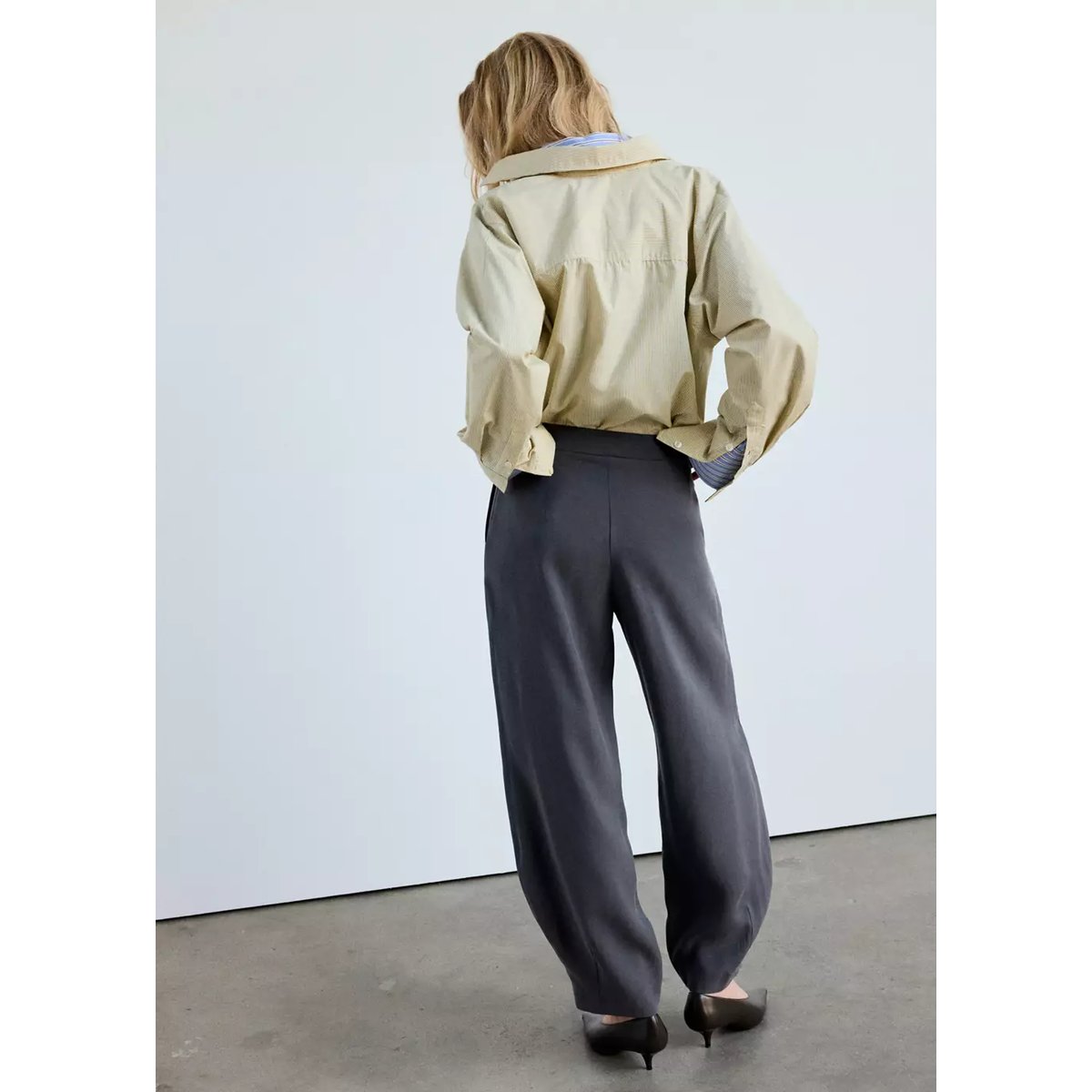 Pantalon ballon en modal gris anthracite, MANGO