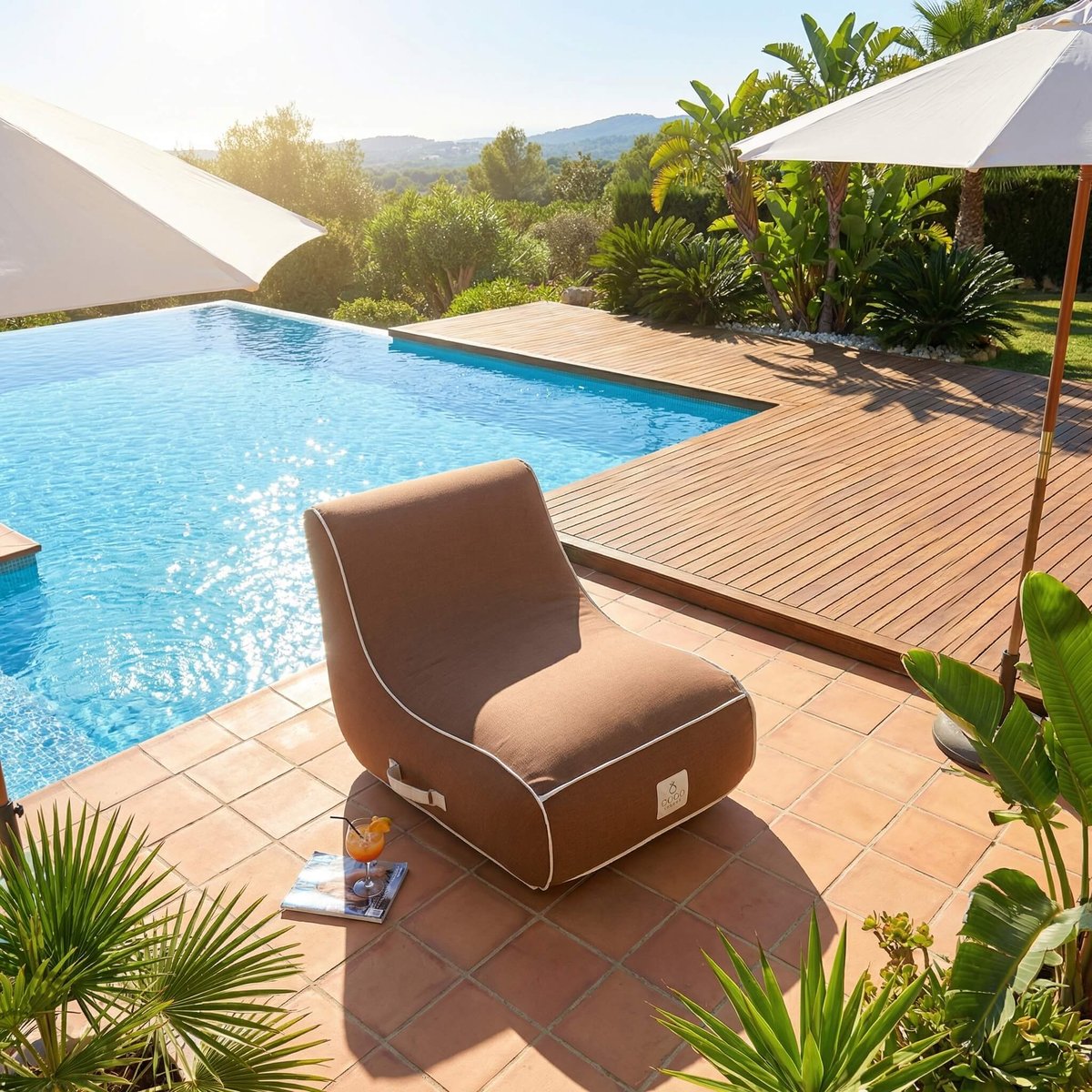Fauteuil gonflable riviera en olefin couleur vert d'eau 105x75x75 cm chocolat, COCO LOUNGE