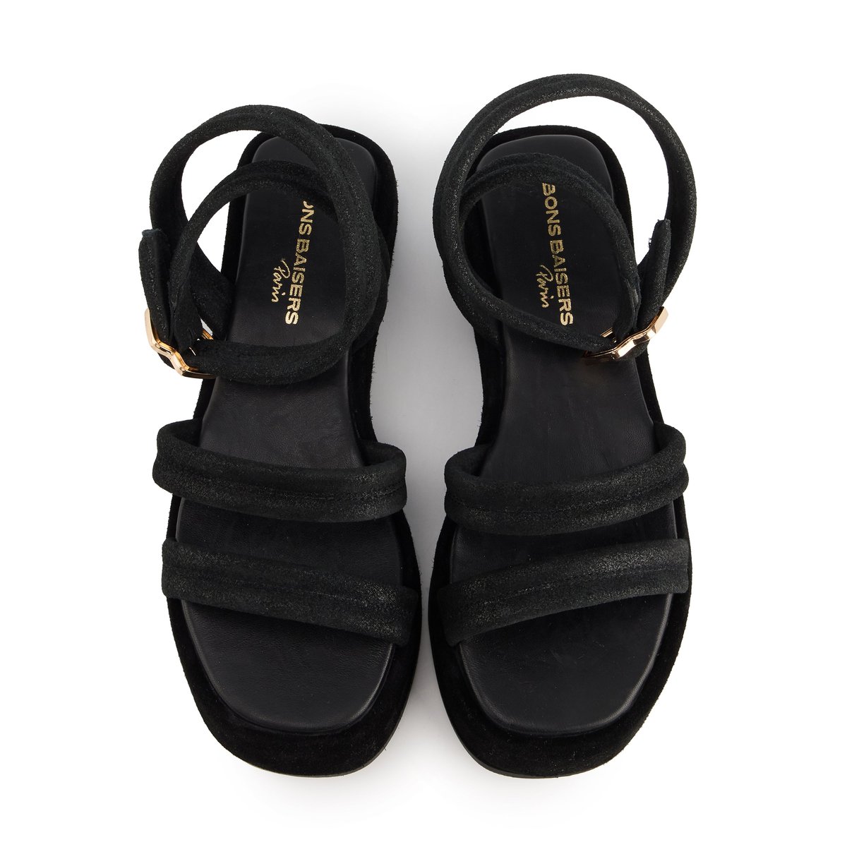 Sandales En Cuir Gorga Cuir Suede noir, BONS BAISERS