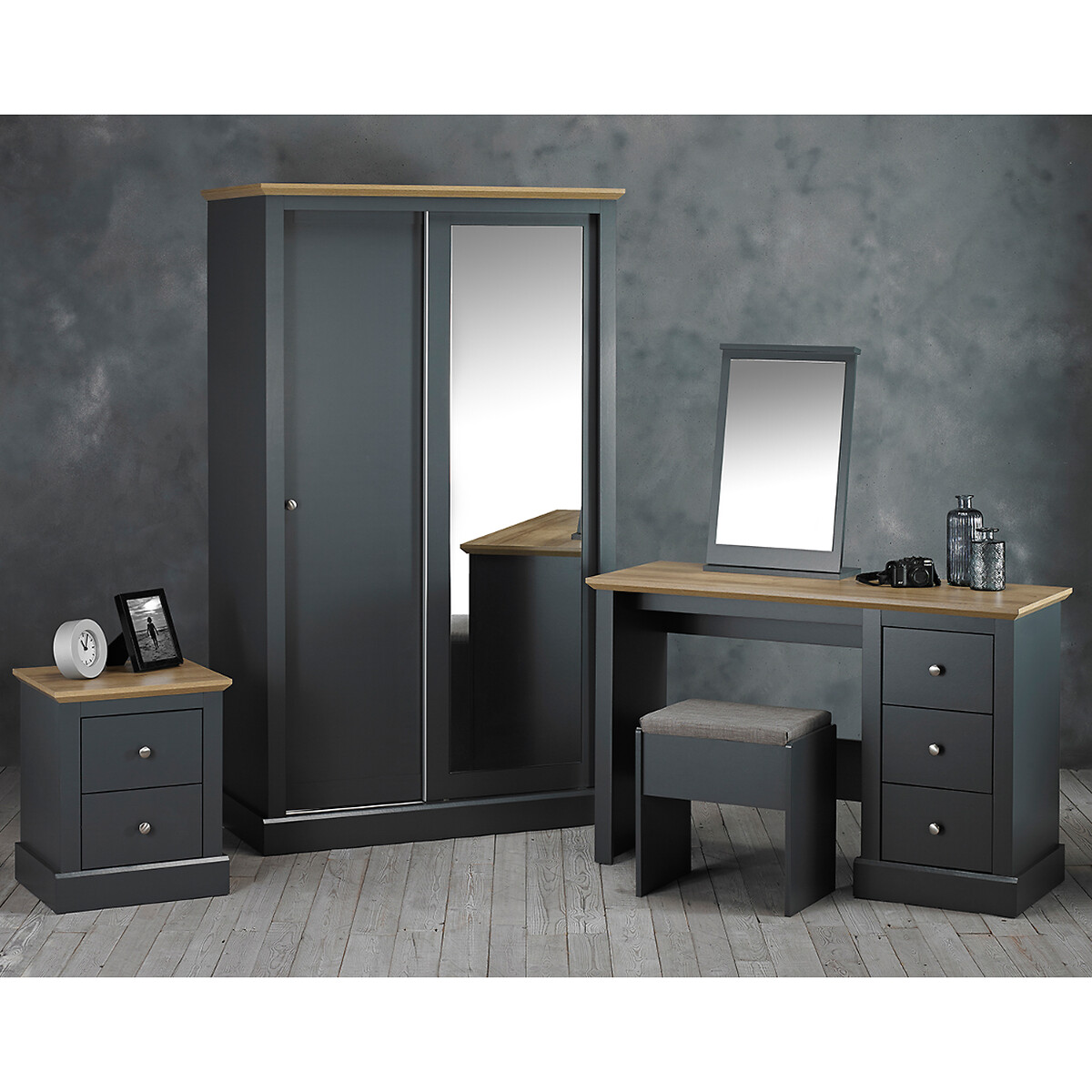 Wooden 2 Door Sliding Wardrobe charcoal, SO'HOME