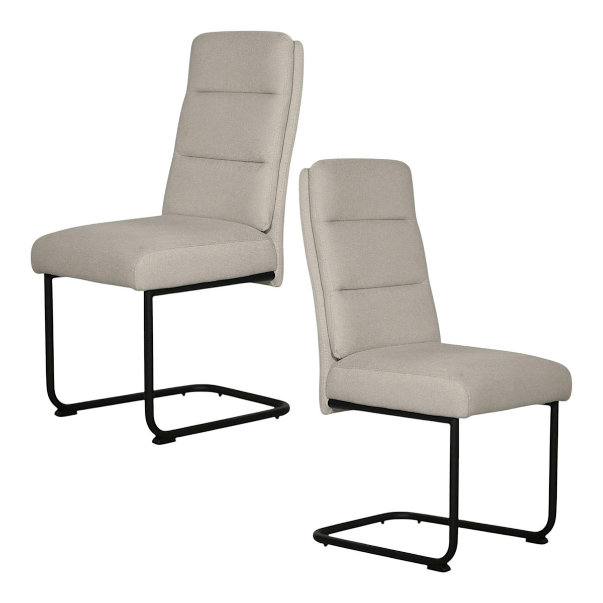Chaise à dossier haut en tissu beige (lot de 2) LOMBARDIE taupe, PIER IMPORT