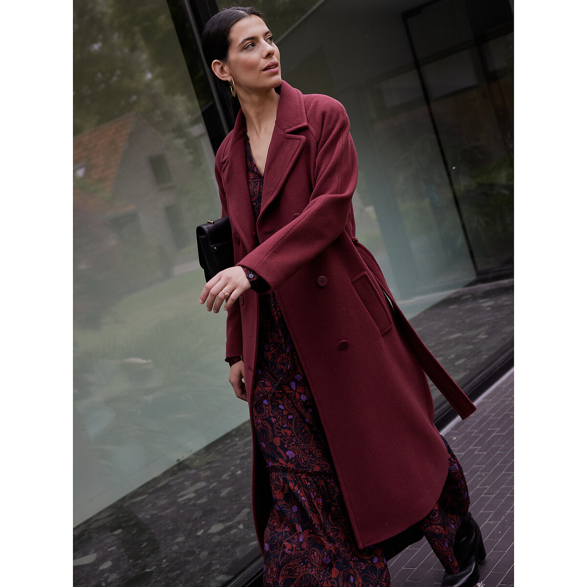Wool Mix Coat with Button Fastening grey marl, ANNE WEYBURN