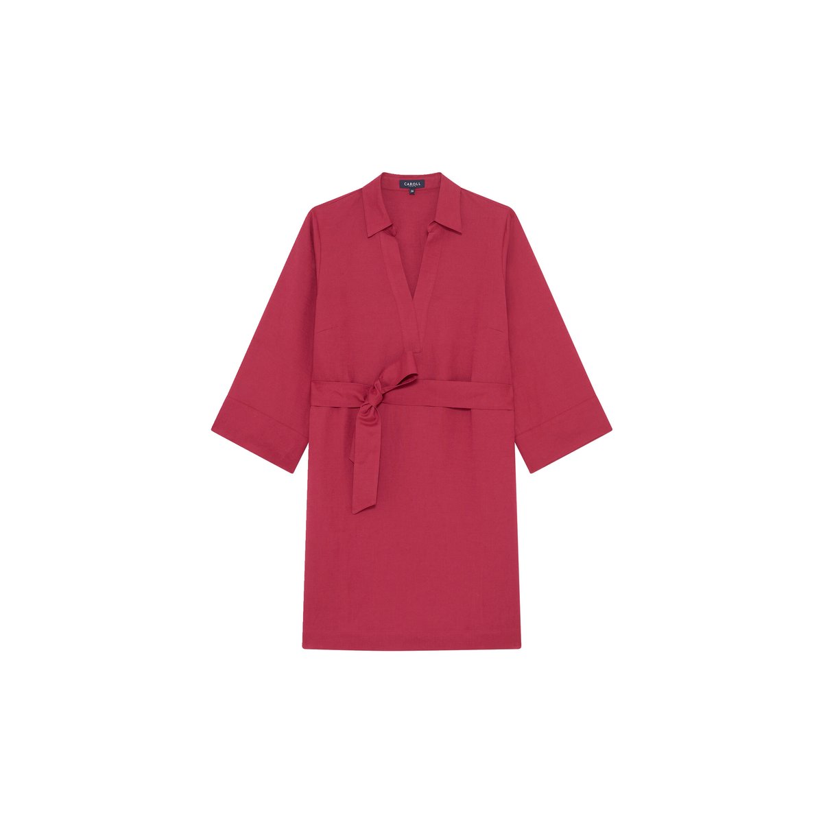 Robe droite ceinturée RVANINA rose framboise, CAROLL