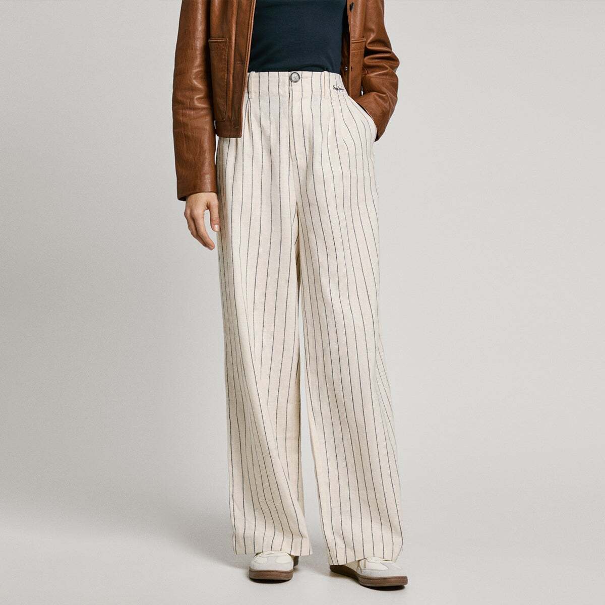 Pantalon Large À Rayures blanche mousse, PEPE JEANS