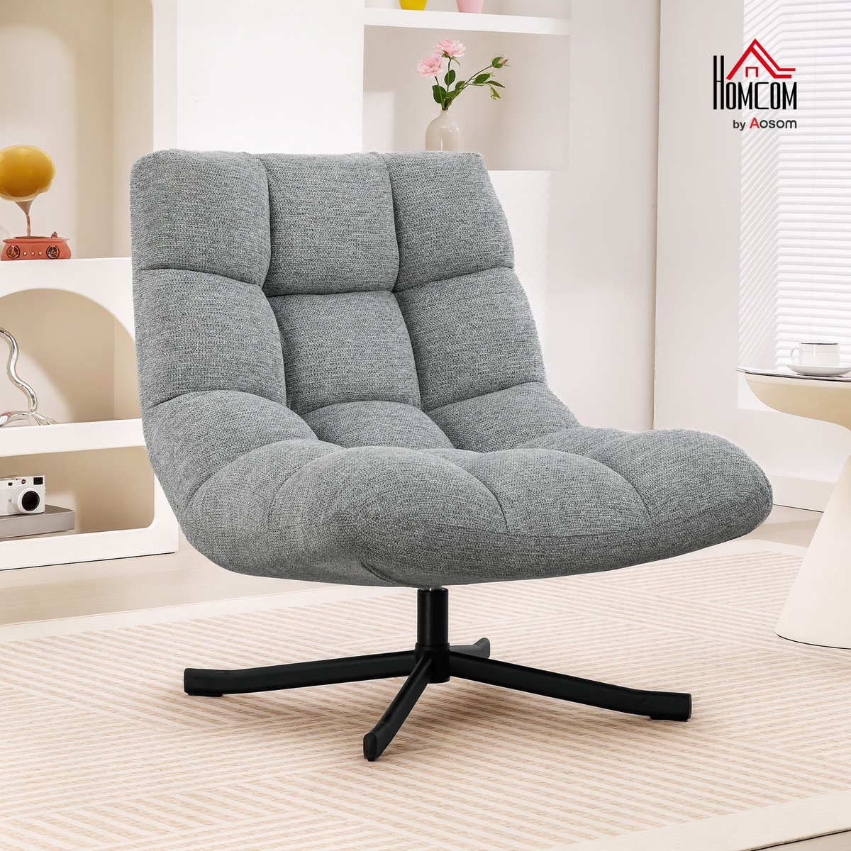 Accent Chair Chenille (100 % polyester) Gris gris, HOMCOM