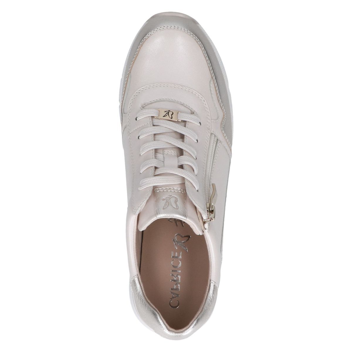 Basket en cuir blanc nacré combiné, CAPRICE