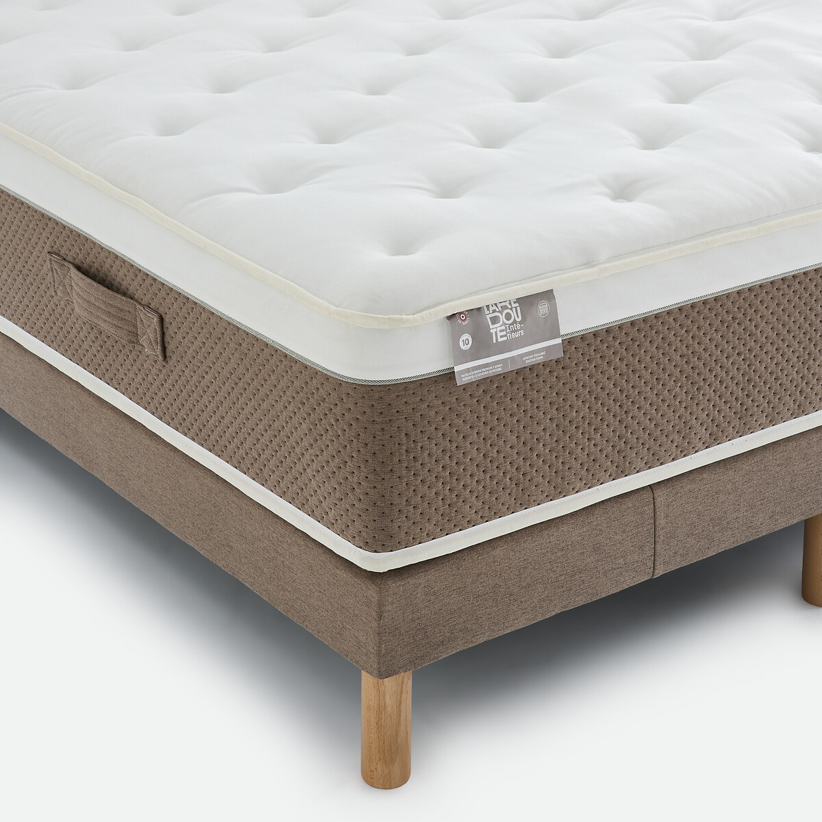 Conjunto de colchón híbrido Premium, 1326 muelles, soporte firme y somier marrón grisáceo, LA REDOUTE INTERIEURS