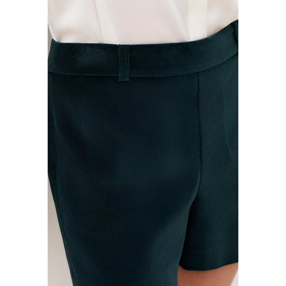 Short droit en velours SCINDY vert canard, CAROLL