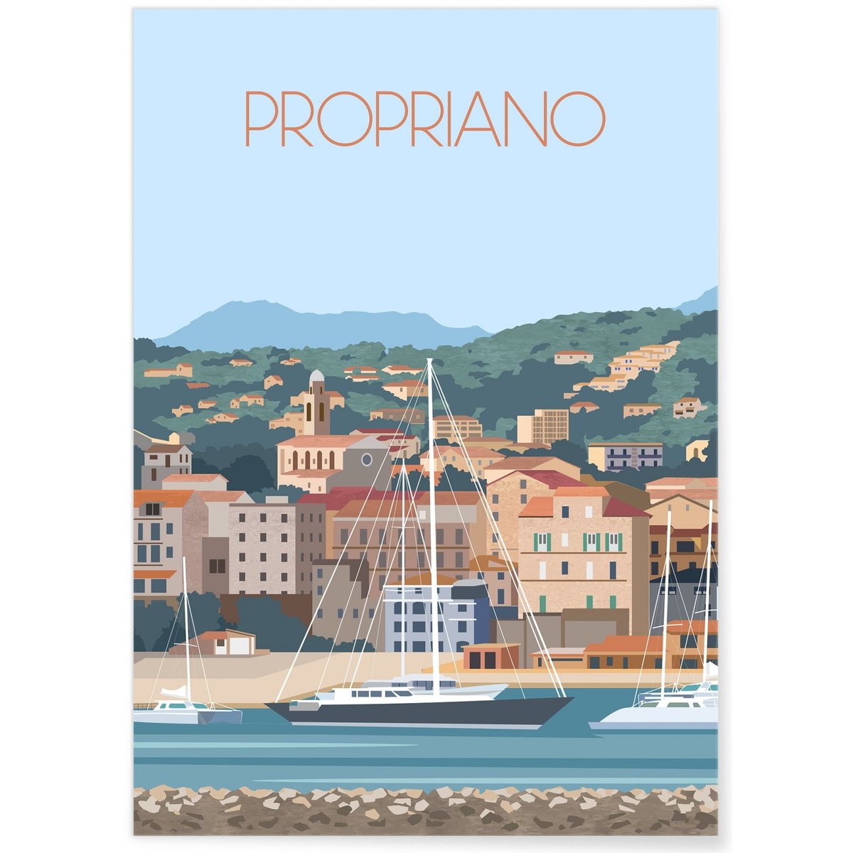 Affiche ville Propriano blanc, L'AFFICHERIE